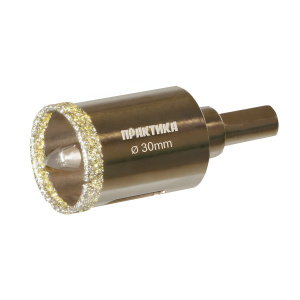 Коронка алмазная 30 х 70 мм + центр. сверло (керамогранит, керамика) Профи ПРАКТИКА 917-613