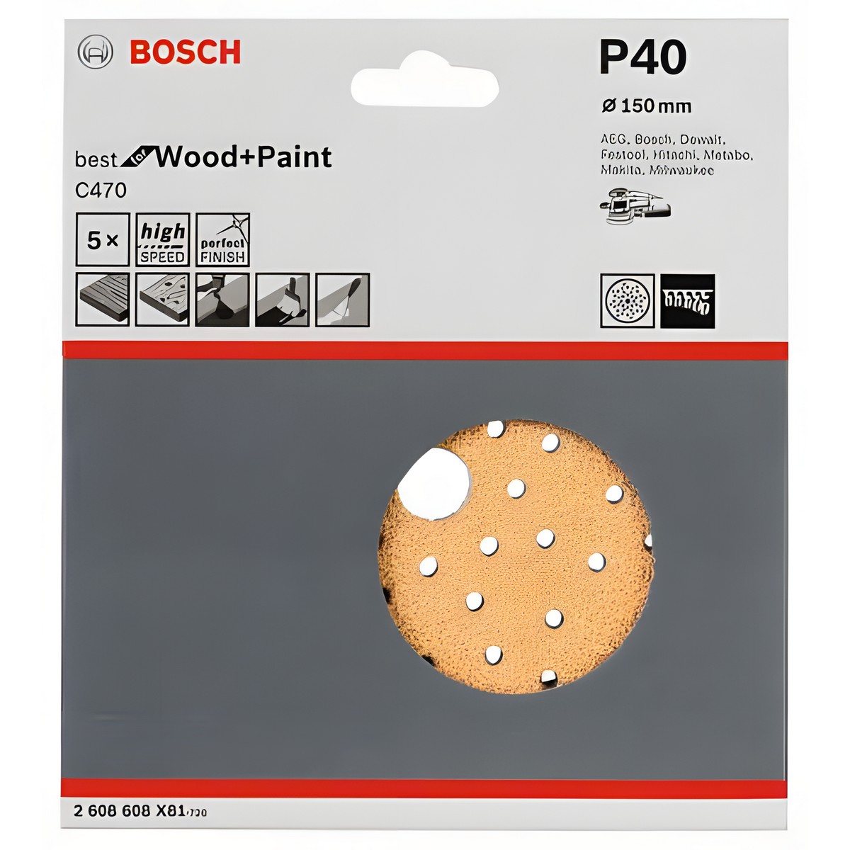 Круг шлифовальный 150 мм P40 (1 шт.) Best for Wood + Paint BOSCH 2608608X81