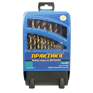Набор сверл по металлу 25 шт. (1-13 мм, в металл. кассете) Мастер ПРАКТИКА 911-963