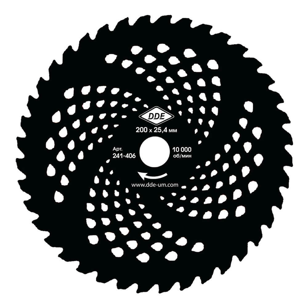 Нож для кустореза DDE WOOD CUT 200х25,4/20 мм, 40 зубьев, твердосплавный 241-406