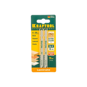 Полотна для лобзика KRAFTOOL T101BR, EU-хвост., по дереву, шаг 2,5 мм, 75 мм (2 шт.) 159516-2,5