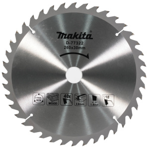 Диск пильный 260 х 30 мм 40T MAKITA D-77322