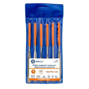 Набор надфилей алмазных 160 мм (6 шт., обрезиненные ручки) КОБАЛЬТ 790-175