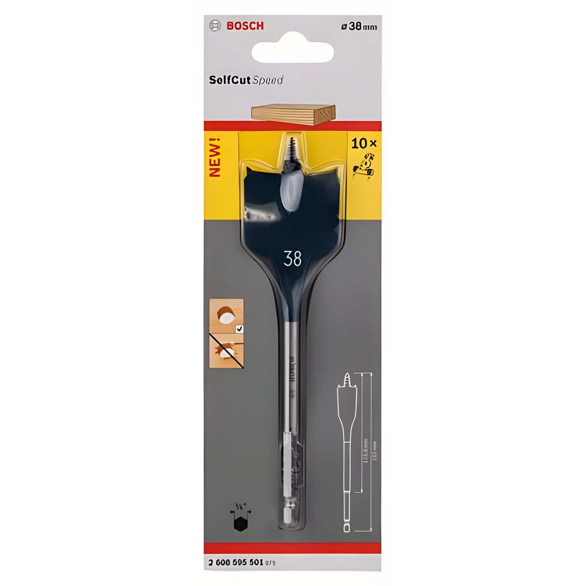 Сверло по дереву перовое 38 х 152 мм Self Cut Speed BOSCH 2608595501