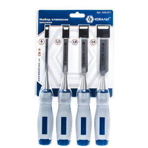 Набор стамесок 4 шт. (6/12/18/24 мм, двухкомпонентные ручки) КОБАЛЬТ 245-671