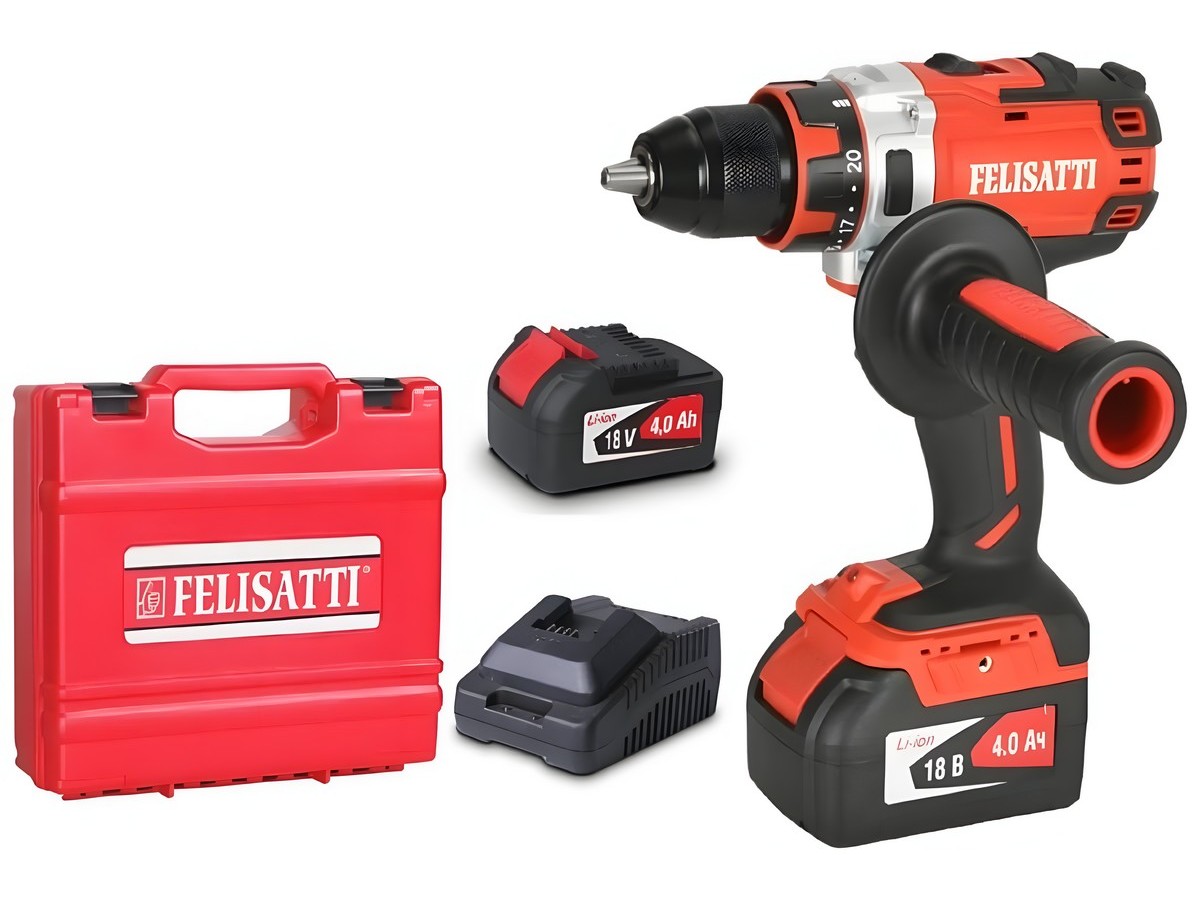 Дрель аккумуляторная FELISATTI ДА-13/18ВК (18В, 75Нм, 1*4а/ч, бесщет.)