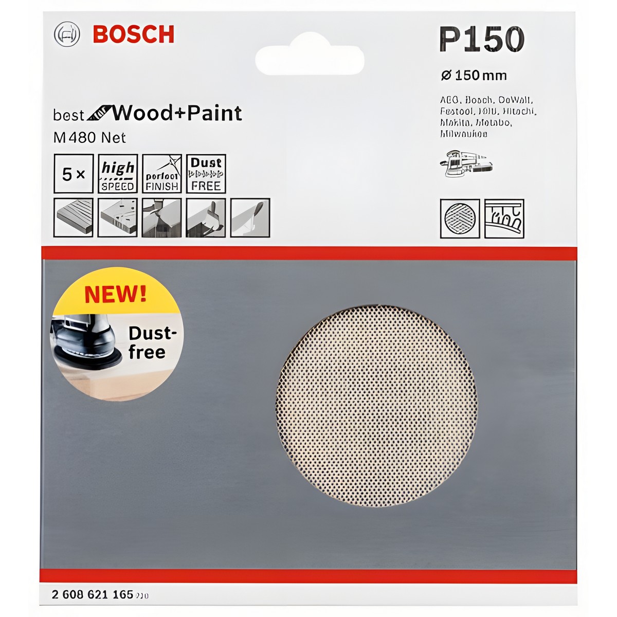 Круг шлифовальный 150 мм P150 (сетчатая основа, 1шт.) Best for Wood + Paint BOSCH 2608621165