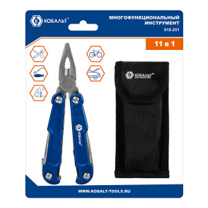 Мультитул 11-в-1, корпус из нерж. стали, чехол КОБАЛЬТ 918-251