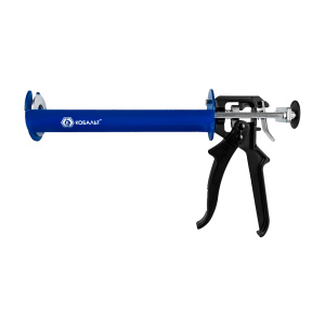 Пистолет для хим. анкеров 380-410 мл (скелетный стальной корпус, 3-х шток. поршень) КОБАЛЬТ 918-664