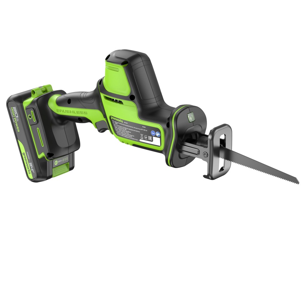 Пила сабельная аккумуляторная GREENWORKS GPT-CRS-25K2 1200507CUA
