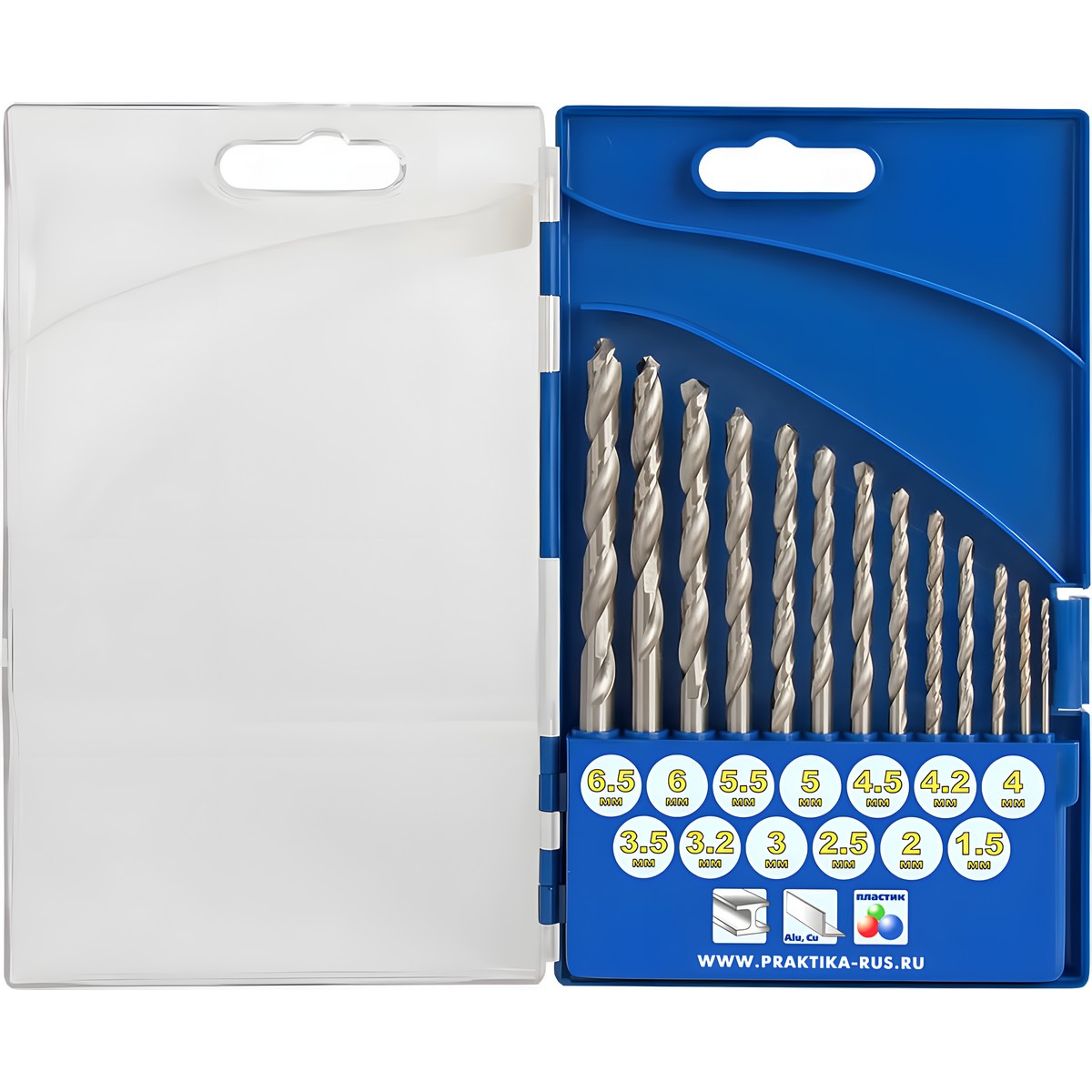 Набор сверл по металлу 13 шт. (1.5-6.5 + 3.2/4.2 мм) Профи ПРАКТИКА 640-278