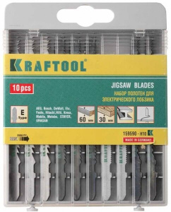 Набор полотен для лобзика KRAFTOOL, по дереву и металлу, EU-хвост. (10 шт.) 159590-H10