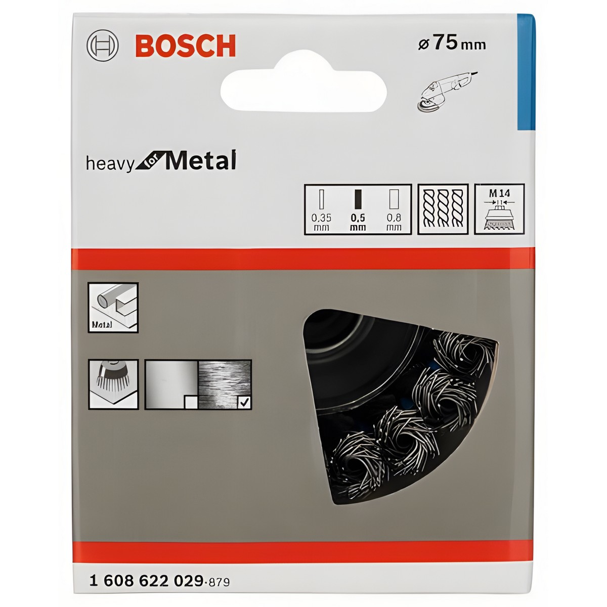 Щетка чашечная 75 мм (для УШМ, М14, витая сталь) BOSCH 1608622029