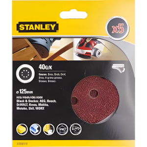 Круг шлифовальный 125 мм P40 (5 шт., для ЭШМ) STANLEY STA32177