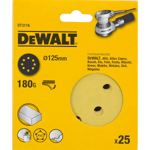 Круг шлифовальный 125 мм P180 (1 шт., дерево, краска) DeWalt DT3116