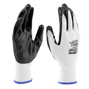 Перчатки из полиэфирного волокна, с черным нитрильным покрытием, 13 класс, р-р 9 СИБРТЕХ 678635