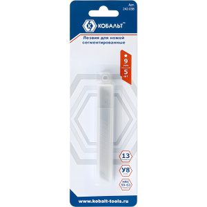 Лезвия сменные для ножей 9 мм, 13 сегментов (5 шт.) КОБАЛЬТ 242-038