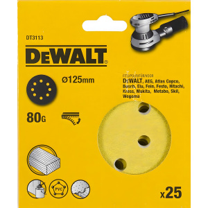 Круг шлифовальный 125 мм P80 (1 шт., дерево, краска) DeWalt DT3113-QZ