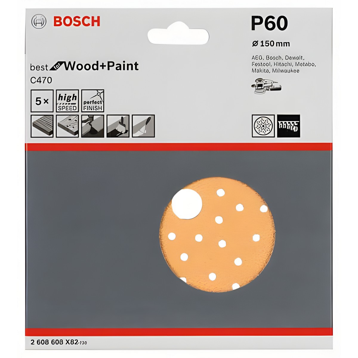 Круг шлифовальный 150 мм P60 (1 шт.) Best for Wood + Paint BOSCH 2608608X82