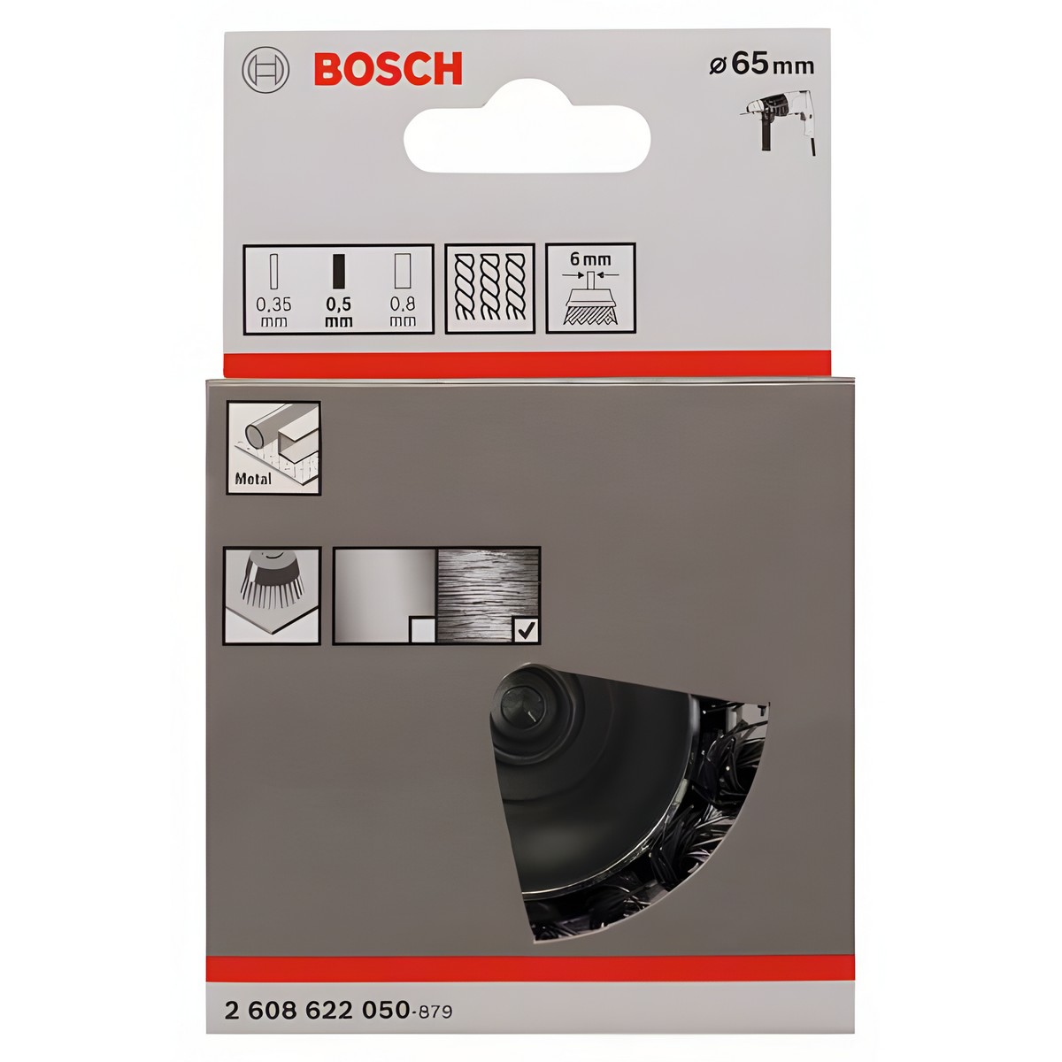 Щетка чашечная 65 мм (для дрели, витая сталь) BOSCH 2608622050