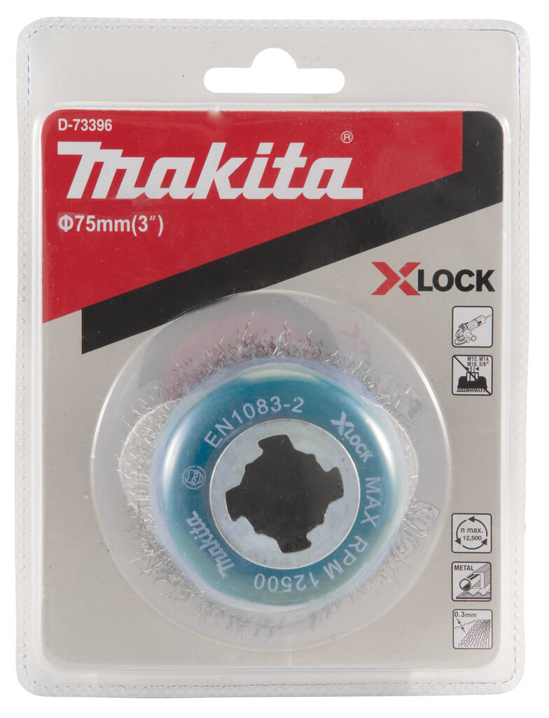 Щетка чашечная 75 мм (для УШМ, X-Lock, металл 0.3 мм) MAKITA D-73396