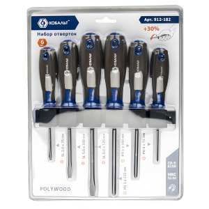 Набор отверток 6 шт. (древесно-полимерные ручки) POLYWOOD КОБАЛЬТ 912-182