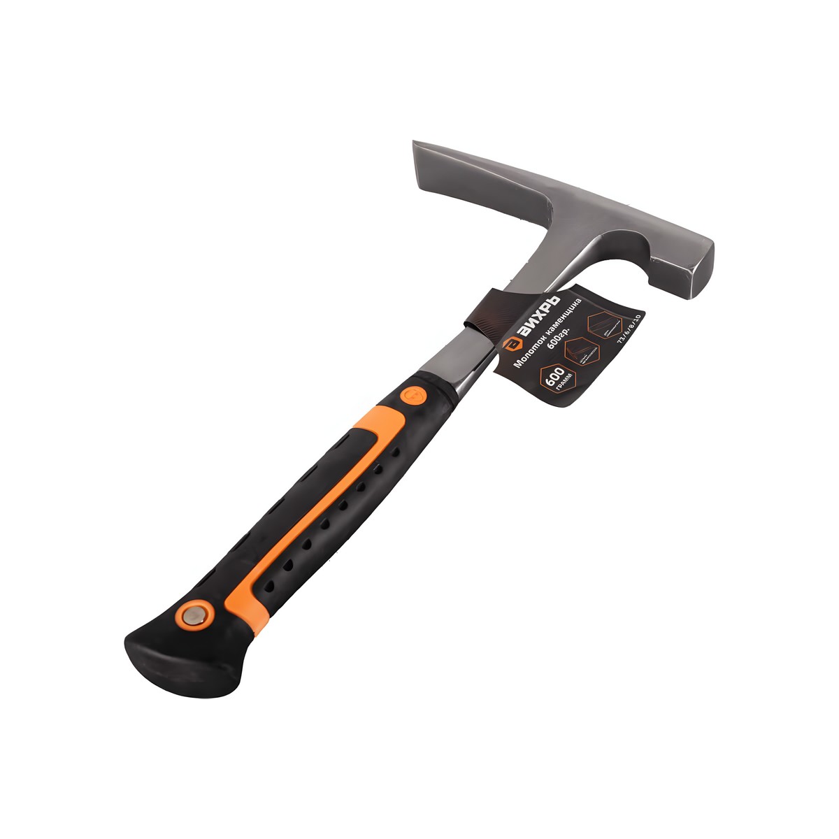 Молоток каменщика 600 гр., цельнометаллический, двухкомпонентная рукоятка ВИХРЬ
