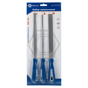 Набор напильников 200 мм №2 (3 шт., двухкомпонентные ручки) КОБАЛЬТ 247-743