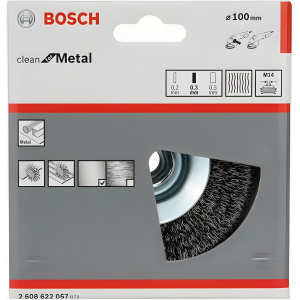 Щетка коническая 100 мм (М14, витая сталь) BOSCH 2608622057