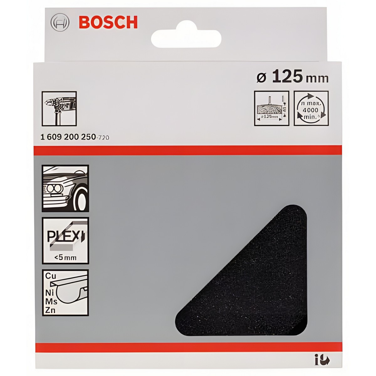 Губка полировальная 125 мм (на резиновую тарелку) BOSCH 1609200250