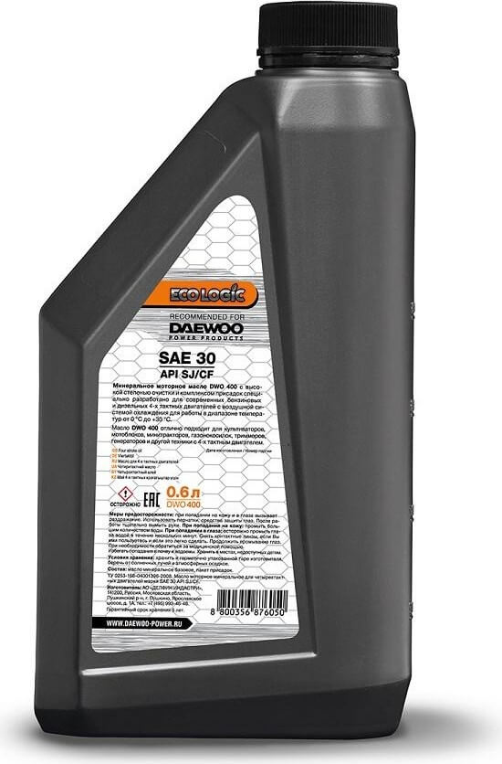 Масло для 4-х тактных двигателей DAEWOO SAE30 DWO 400 0,6 л (летнее)