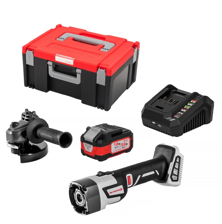 Шлифмашина угловая аккумуляторная ИНТЕРСКОЛ УШМ-125/36ММ АПИ 36В + подарок