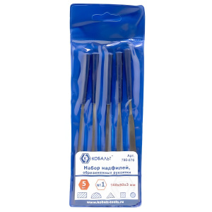 Набор надфилей 140 мм №1 (5 шт., обрезиненные ручки) КОБАЛЬТ 790-076