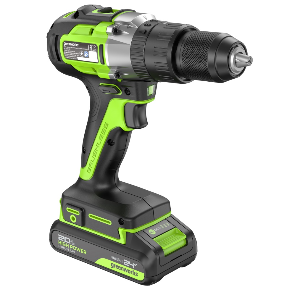 Дрель-шуруповерт аккумуляторная ударная GREENWORKS GD24DD60 3704107CUA