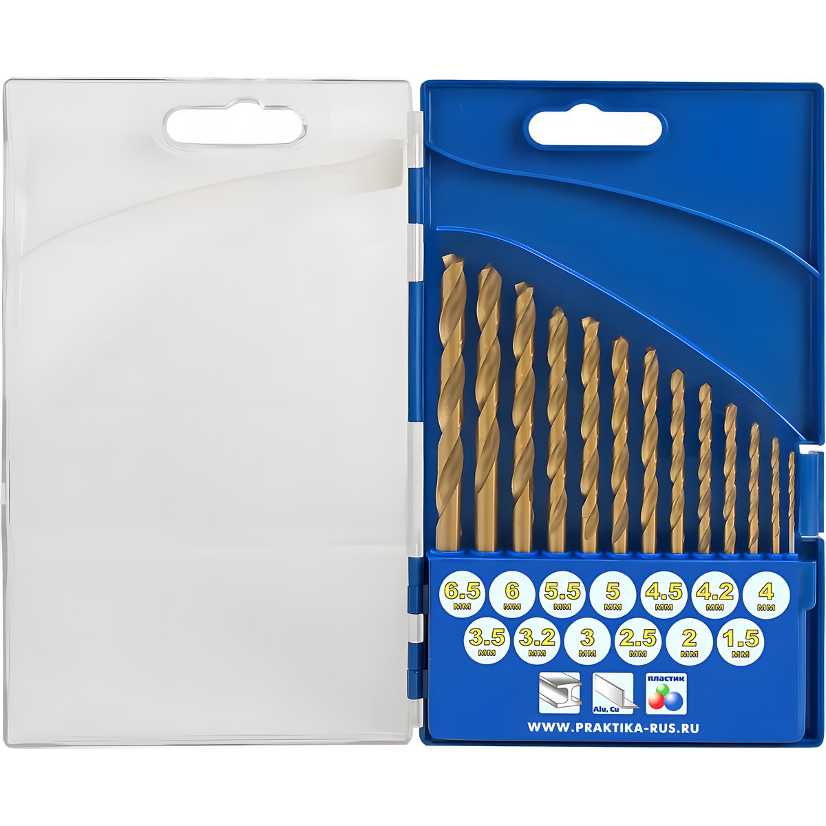 Набор сверл по металлу 13 шт. (1.5-6.5 + 3.2/4.2 мм) Профи ПРАКТИКА 640-285