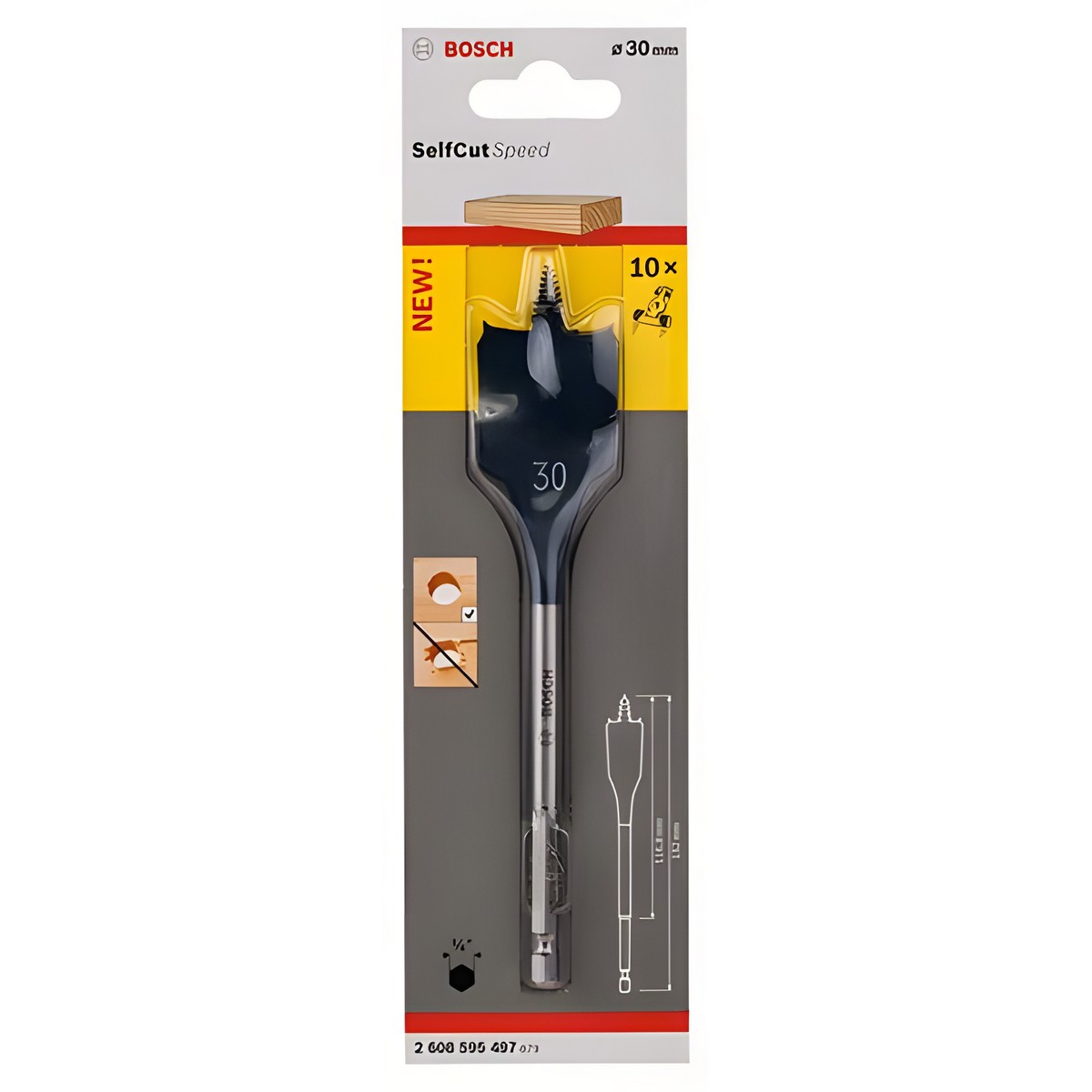Сверло по дереву перовое 30 х 152 мм Self Cut Speed BOSCH 2608595497