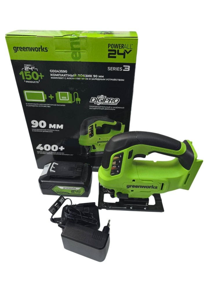 Лобзик аккумуляторный GREENWORKS GD24JS90K2 3601707CUA