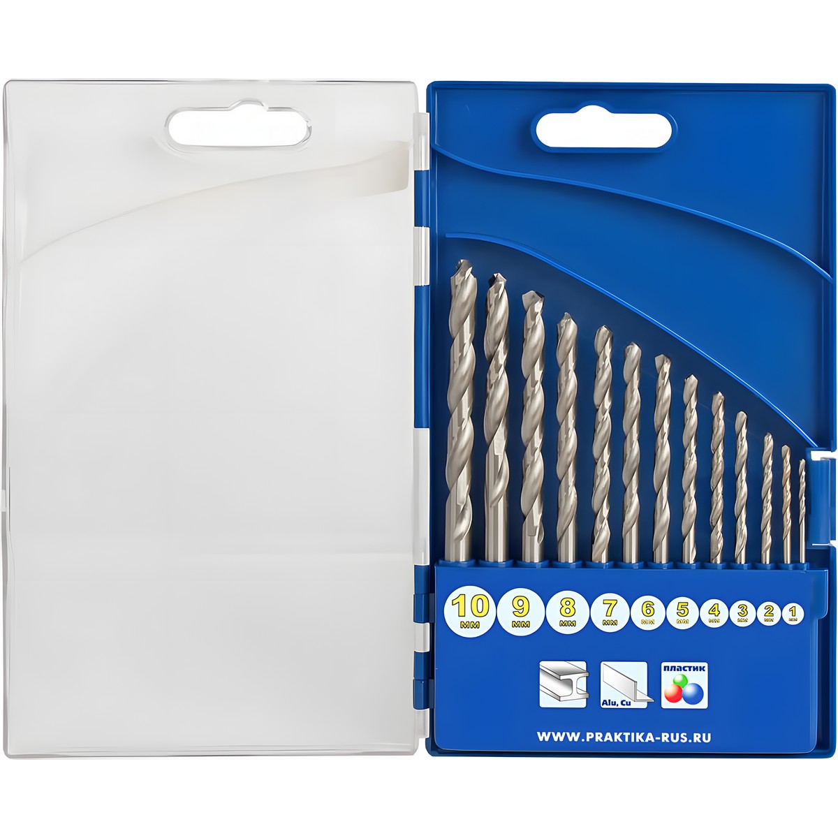 Набор сверл по металлу 10 шт. (1-10 мм) Профи ПРАКТИКА 640-261