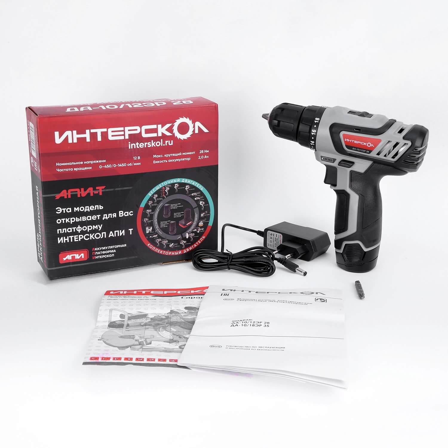 Дрель аккумуляторная ИНТЕРСКОЛ ДА-10/12ЭР 28 (Li-Ion, 2 акк.*2,0 Ач)