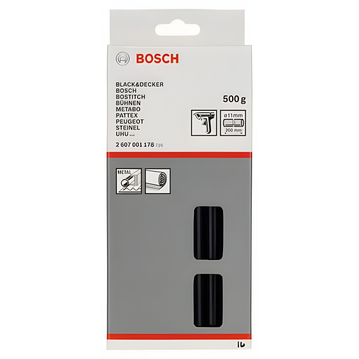 Стержень клеевой 11 х 200 мм (черный, 500 г) BOSCH 2607001178