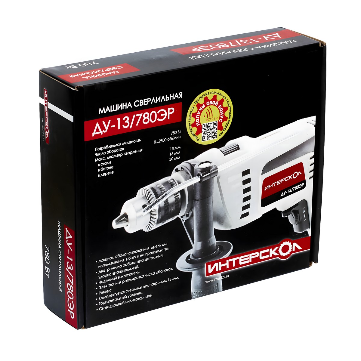 Дрель ударная ИНТЕРСКОЛ ДУ-13/780ЭР