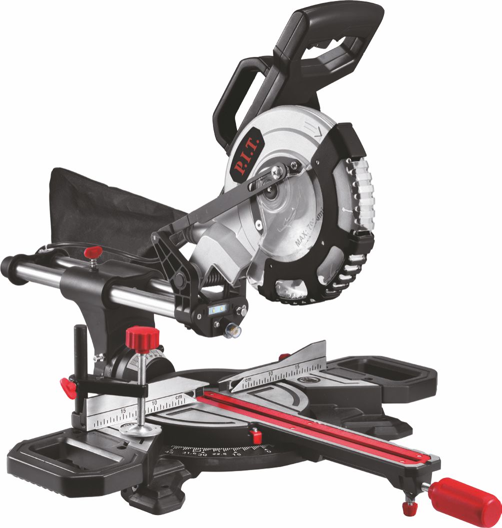 Пила торцовочная электрич. P.I.T. PCM210-C (1700Вт, 210мм, 3500/4900об/мин, +-45*, протяжка, лазер)