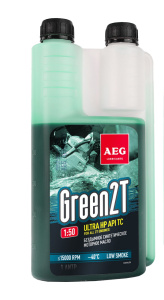 Масло AEG Green HP 1 л, с дозатором (синтетическое, для 2-тактных двигателей, зеленое) 33696