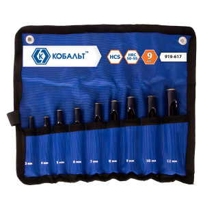 Набор просечек 9 шт. (3-12 мм) КОБАЛЬТ 919-617