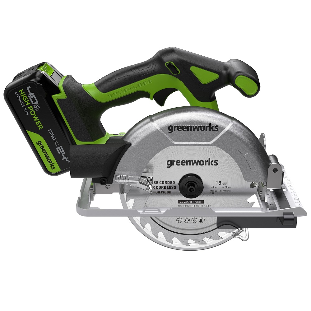 Пила циркулярная аккумуляторная GREENWORKS GD24CS165 1501607CUB