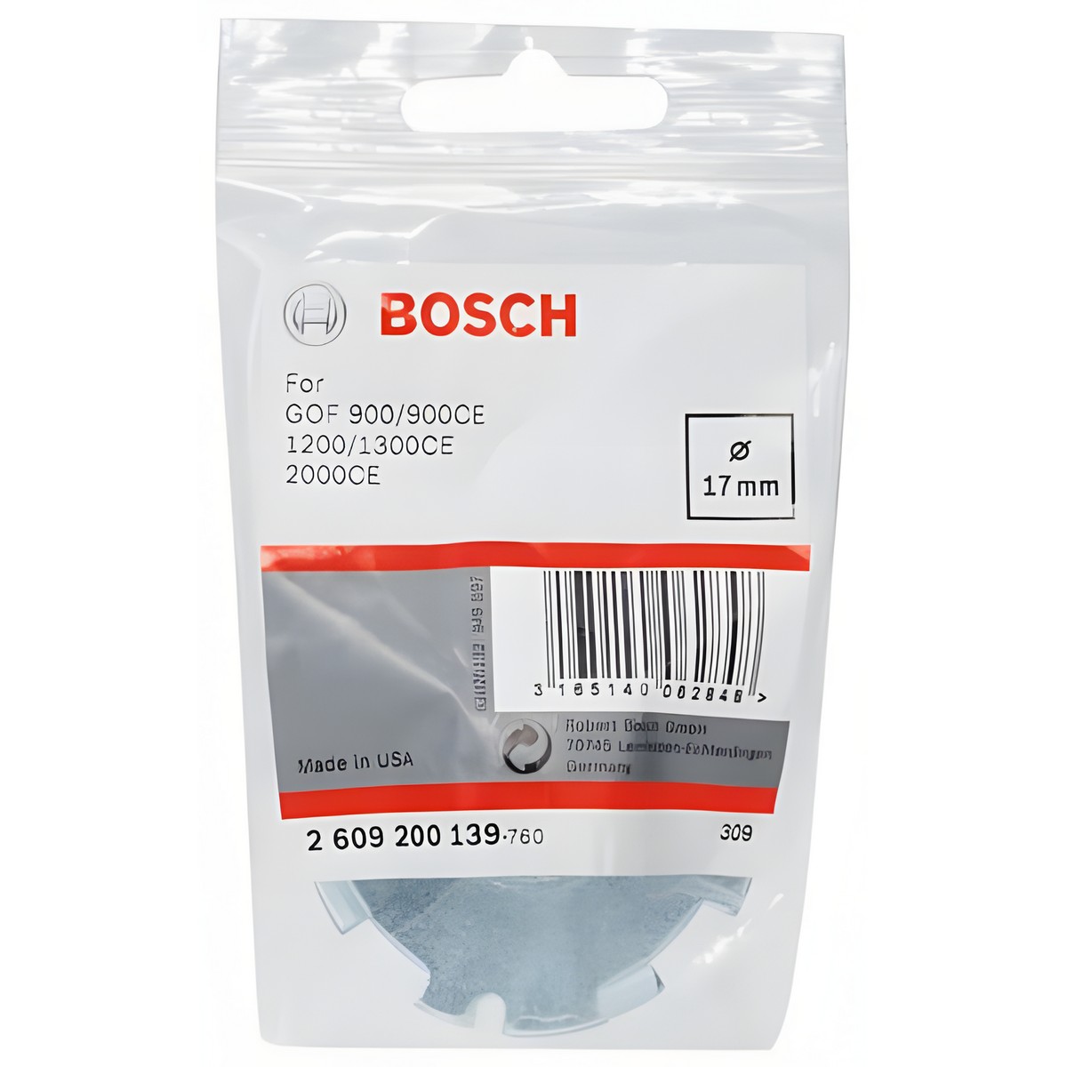 Втулка копировальная 17 мм BOSCH 2609200139