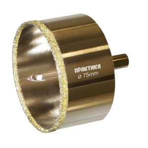 Коронка алмазная 75 х 70 мм + центр. сверло (керамогранит, керамика) Профи ПРАКТИКА 917-729