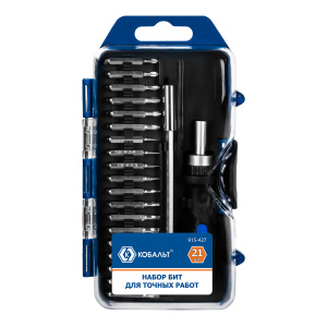 Набор бит для точных работ (19 бит, рукоятка, удлинитель) КОБАЛЬТ 915-427