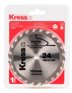Диск пильный 120 х 1.2 х 9.5 мм 24T TCT (по дереву) KRESS KA8383
