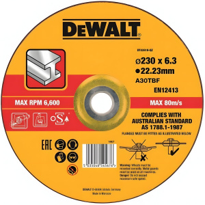 Диск обдирочный 230 х 6.0 х 22.2 мм (металл, тип 27) DeWalt DT43919